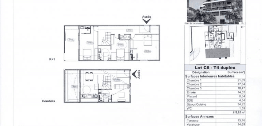 Appartement T4 Duplex Neuf de 142.37m² avec Avantages Fiscaux à Saint-Gilles-les-Bains